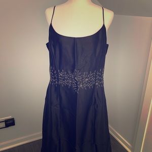 Ann Taylor Black Dres with Floral Embellishment